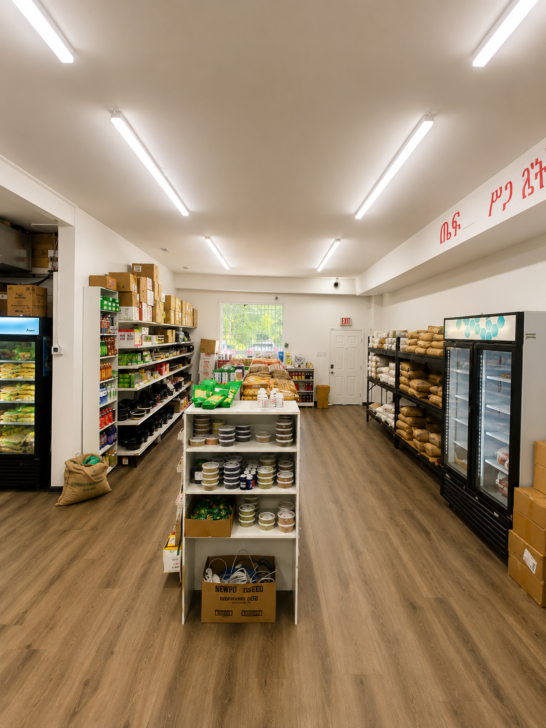 Full store interior view with organized sections